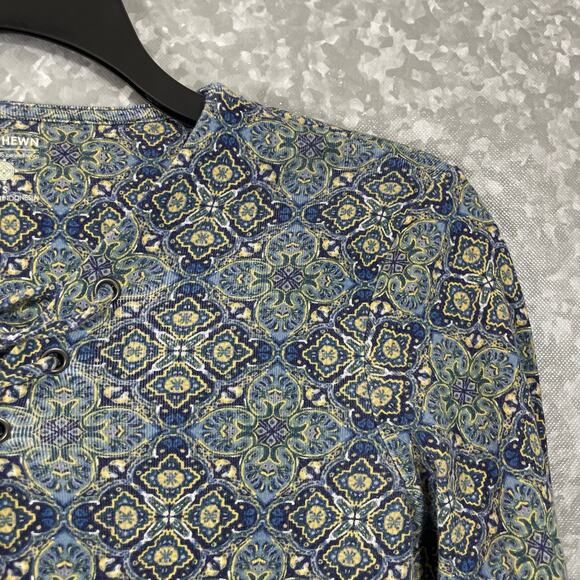 Ruff Hewn Blue Medallion Print Lace Up Front T-Shirt - Size Small - Long Sleeves - Picture 2 of 7